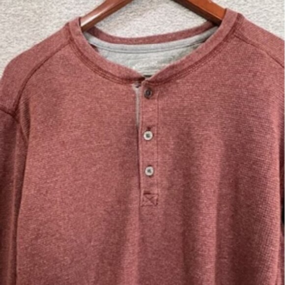 Eddie Bauer Men's Long Sleeve Shirt Size Large Maroon Henley Buttons - Picture 5 of 11
